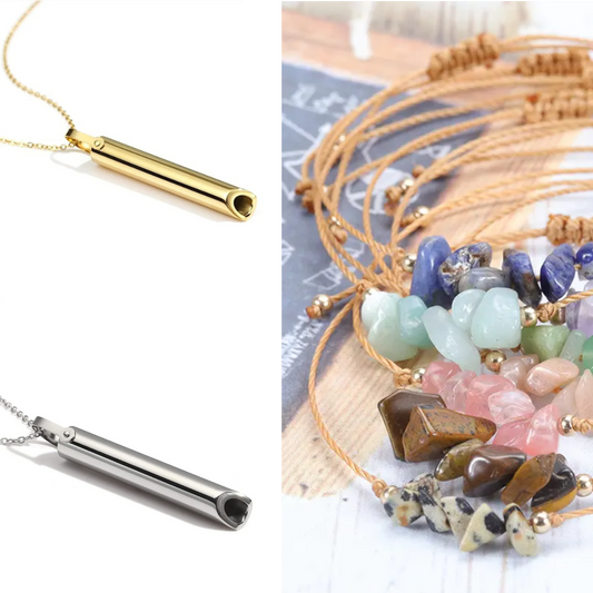 Sada náhrdelník - píšťalka na odvykání kouření | Podkova mix + Náramek zdarma 3v1