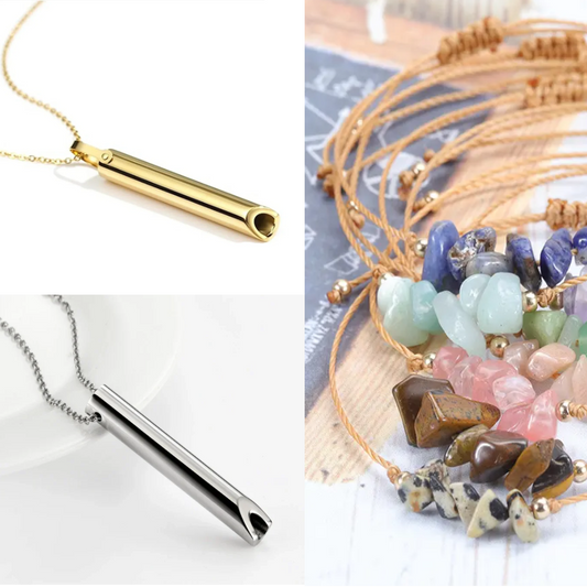 Sada Náhrdelník - píšťalka pro odvykání kouření | Podkova mix + Klasický mix + Náramek zdarma 3v1