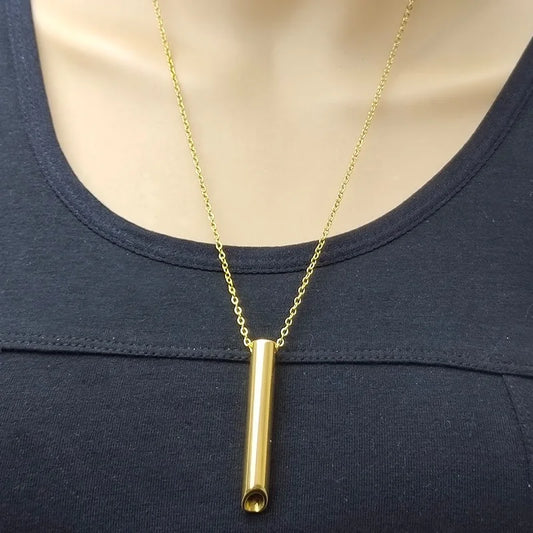 Náhrdelník pro odvykání kouření | Dýchací píšťalka | Klasická zlatá