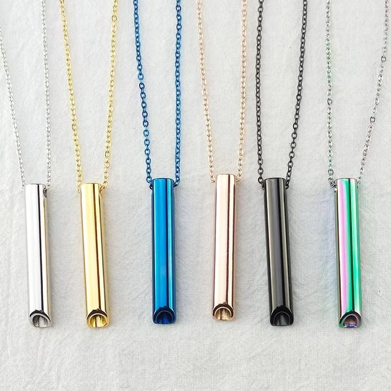 Náhrdelník pro odvykání kouření | Dýchací píšťalka | Klasická zlatá