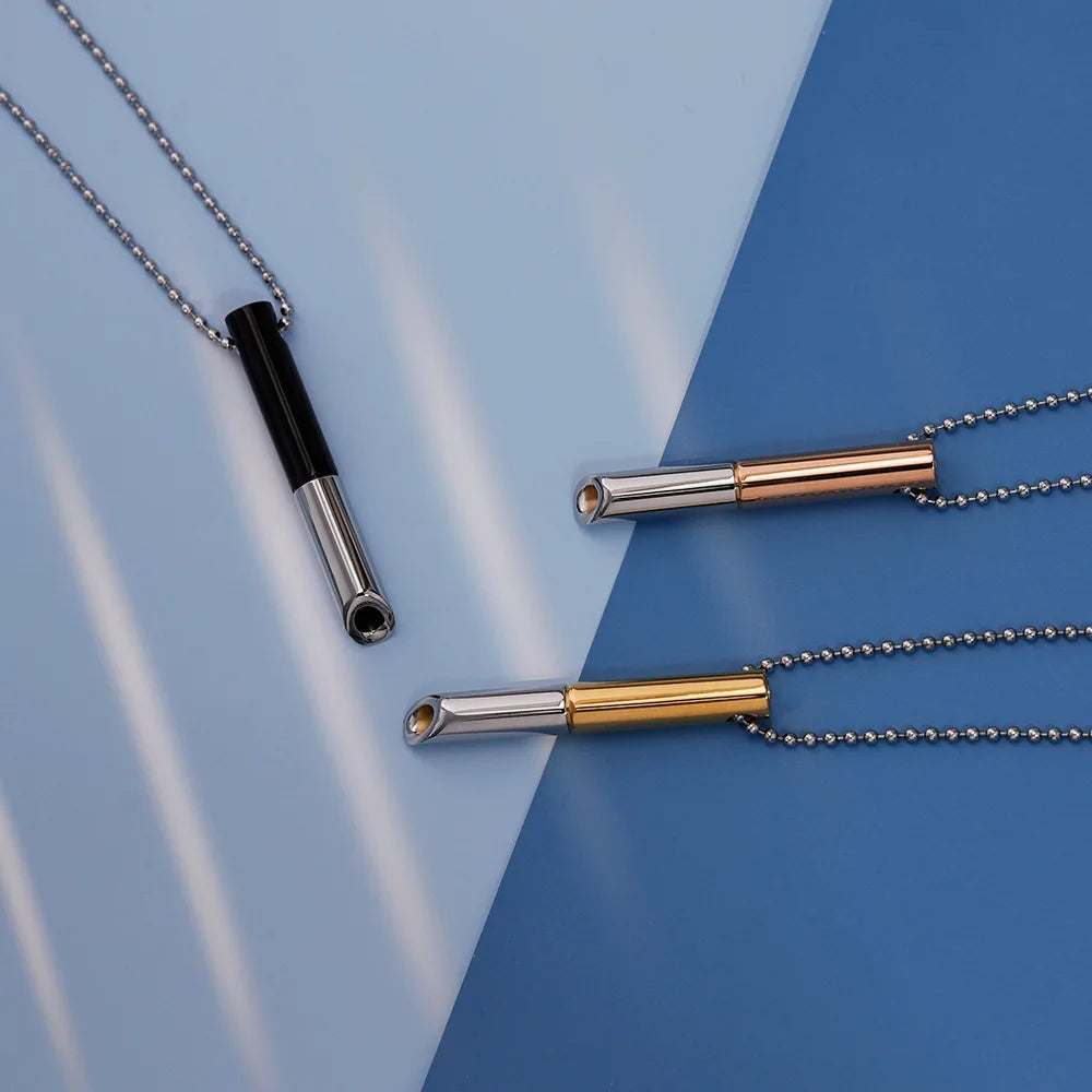 Náhrdelník pro odvykání kouření | Píšťalka pro dýchání | Dvoubarevný