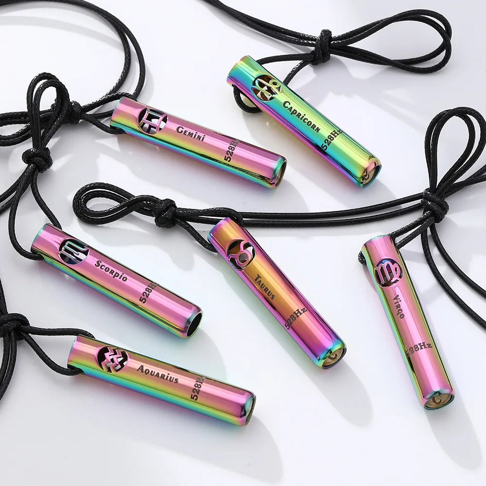 Náhrdelník na odvykání kouření | Dechová píšťalka | Znaky zvěrokruhu – se zvukem 528Hz pro meditaci a jógu