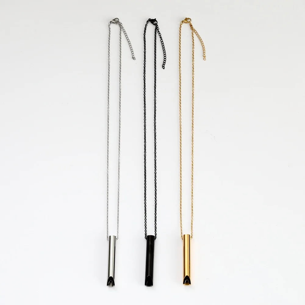 Náhrdelník pro odvykání kouření | Dýchací píšťalka | Klasická zlatá