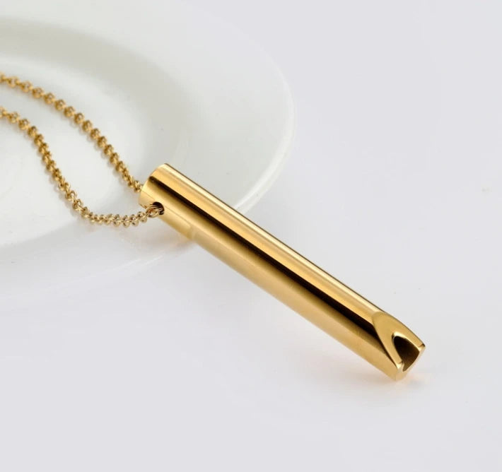 Náhrdelník pro odvykání kouření | Dýchací píšťalka | Klasická zlatá